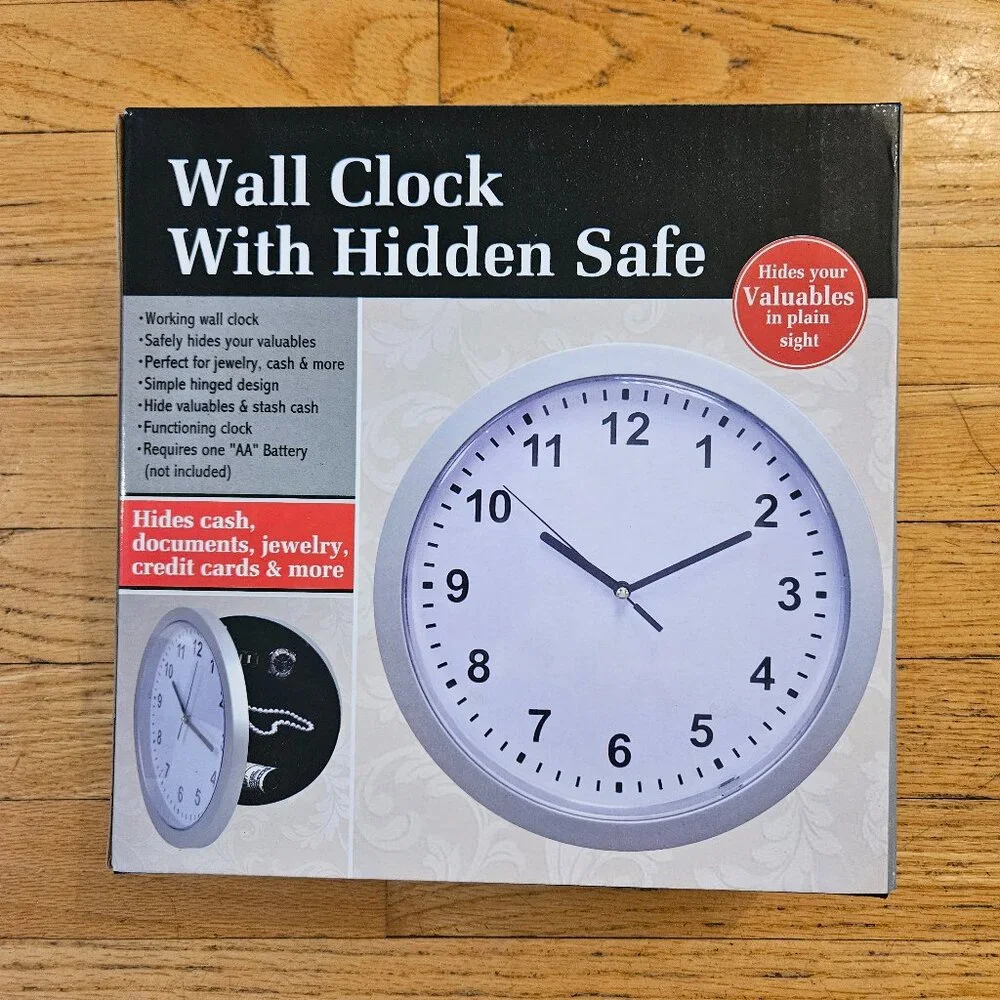 Wall Clock Money Safe Box Hidden Secret Jewelry Security Cash Compartment Stash